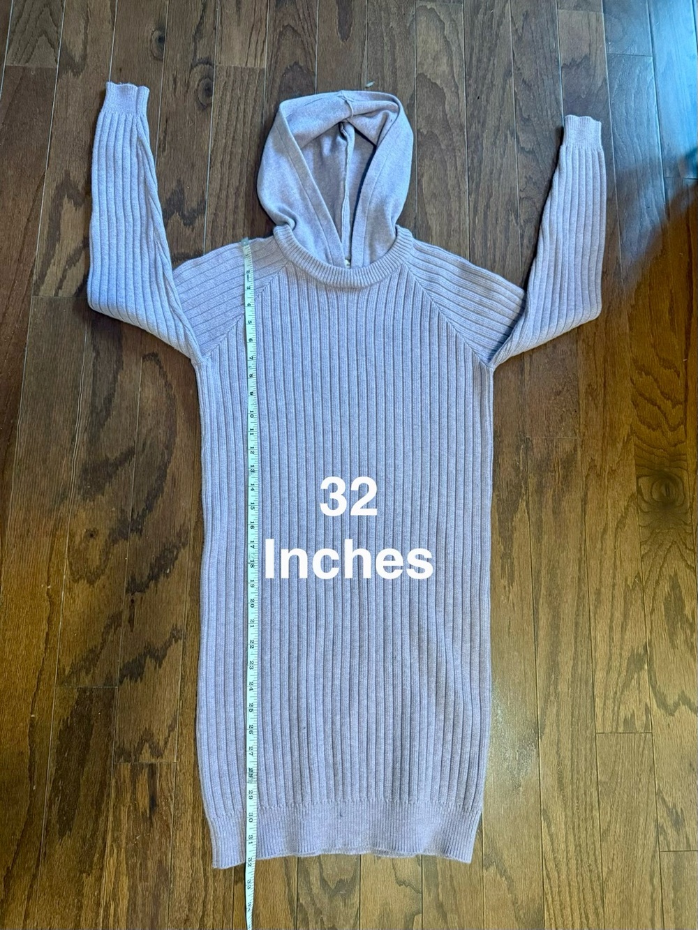 Anthropologie Ribbed Long-Sleeve Sweater Dress light purple hooded size small - Picture 5 of 8